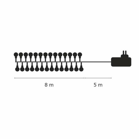 ZY0902T reťaz CHERRY guličky 8m 80LED s časovačom teplá biela, IP44