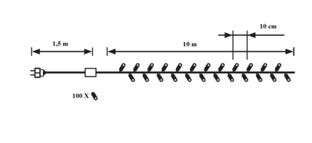 100LED, 10m+1,5m, 7W, IP20, modrá