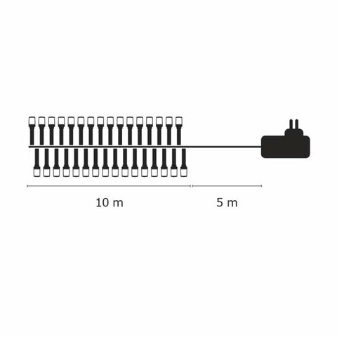 100LED, 10m+5m, 3,6W, IP44, jantárová farba