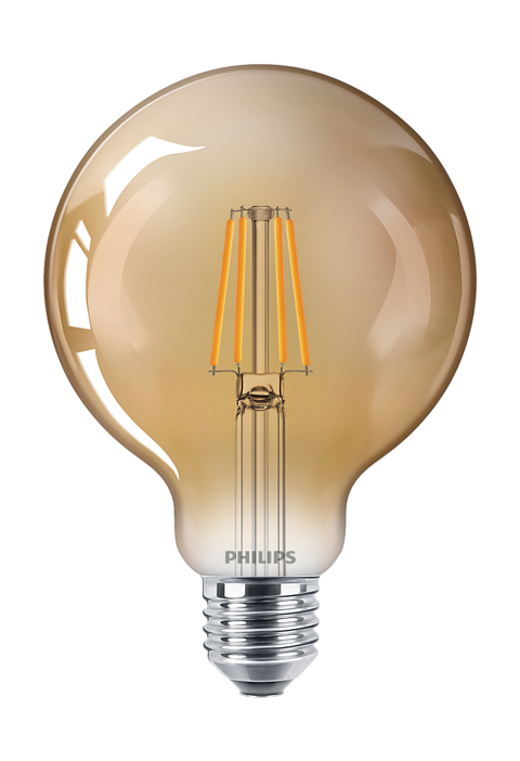 Guľatá žiarovka Vintage FILAMENT LED E27 4W/35W 2500K teplá biela GOLD 400lm LED classic 4-35W E27