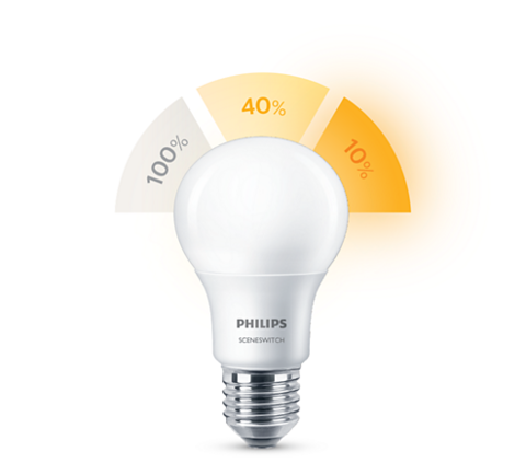 Klasická žiarovka LED Scene Switch E27 2/5/8W - 10/30/60W A60 230V 2200/2500/2700K teplá biela