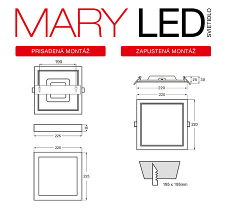 Mary LED 2v1, 18W, 1500lm, IP20, 3000K