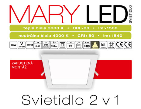 Mary LED 2v1, 18W, 1500lm, IP20, 4000K