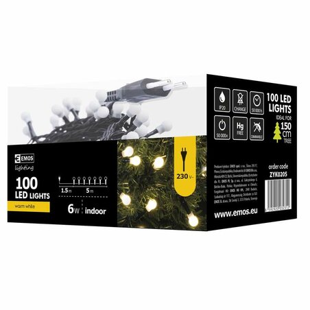 Reťaz CHERRY guličky, 5m 100LED teplá biela ZYK0205, IP20