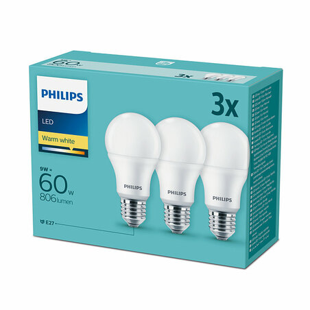 Výhodné trojbalenie - Klasická žiarovka LED E27 9W/60W A60 230V 2700K teplá biela 806lm 3xLED E27 9W Teplá biela